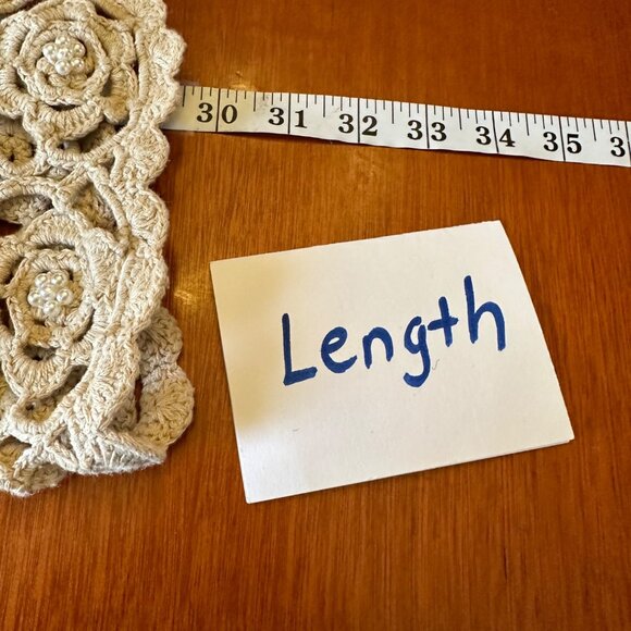 Exclusive Imports cream beaded Knit crochet vests tan bohemian long L - Picture 4 of 7